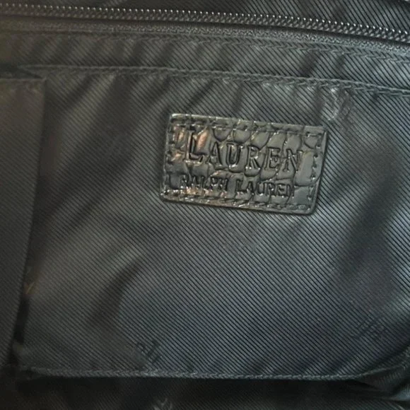 RL RALPH LAUREN Black Nylon Hobo Tote Bag - Picture 3 of 14